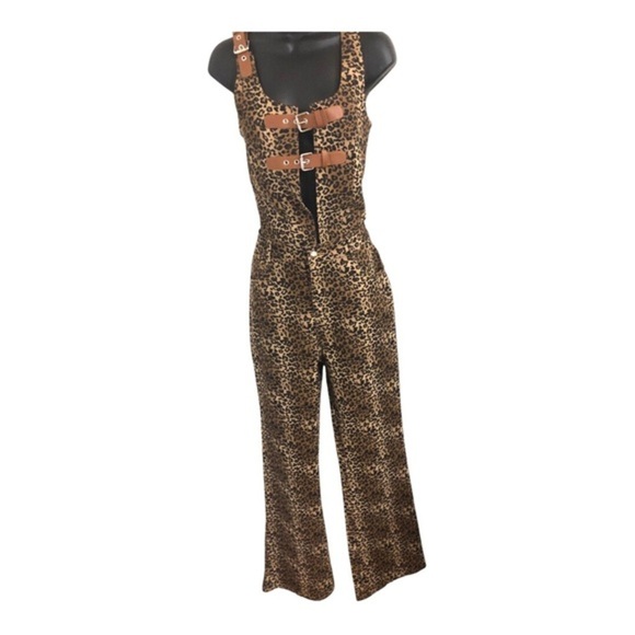 Cheetah‎ animal print khaki twill look rodeo style jeans pants size Medium new - Picture 1 of 16